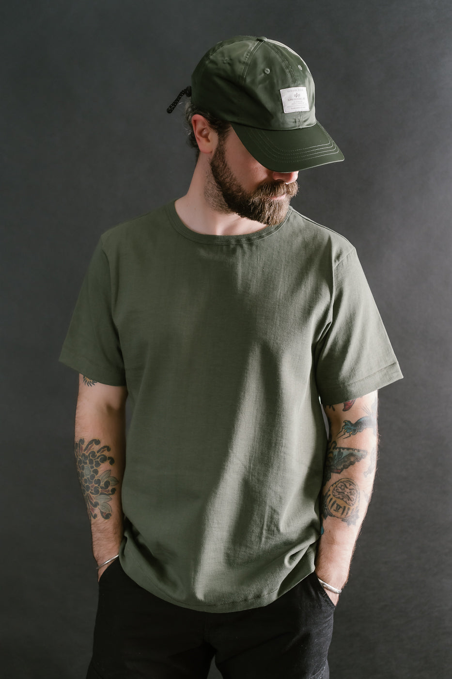 215.40 - 7.2oz Loopwheeled T-Shirt Classic Fit - Army
