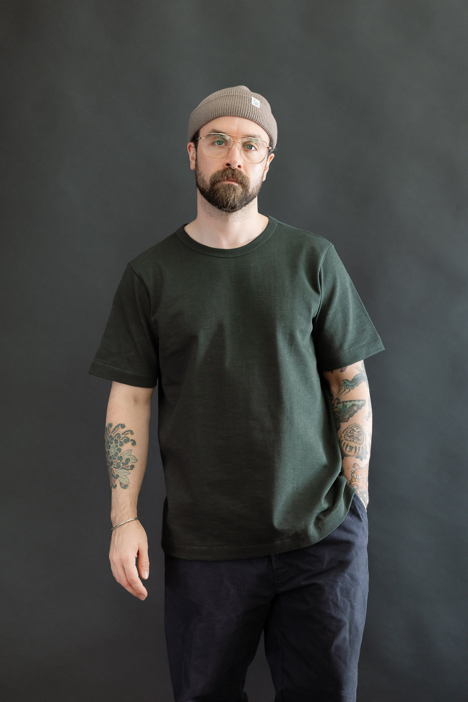 2S14.401 - 10.7oz Loopwheeled Heavy T-Shirt Relaxed Fit - Forest