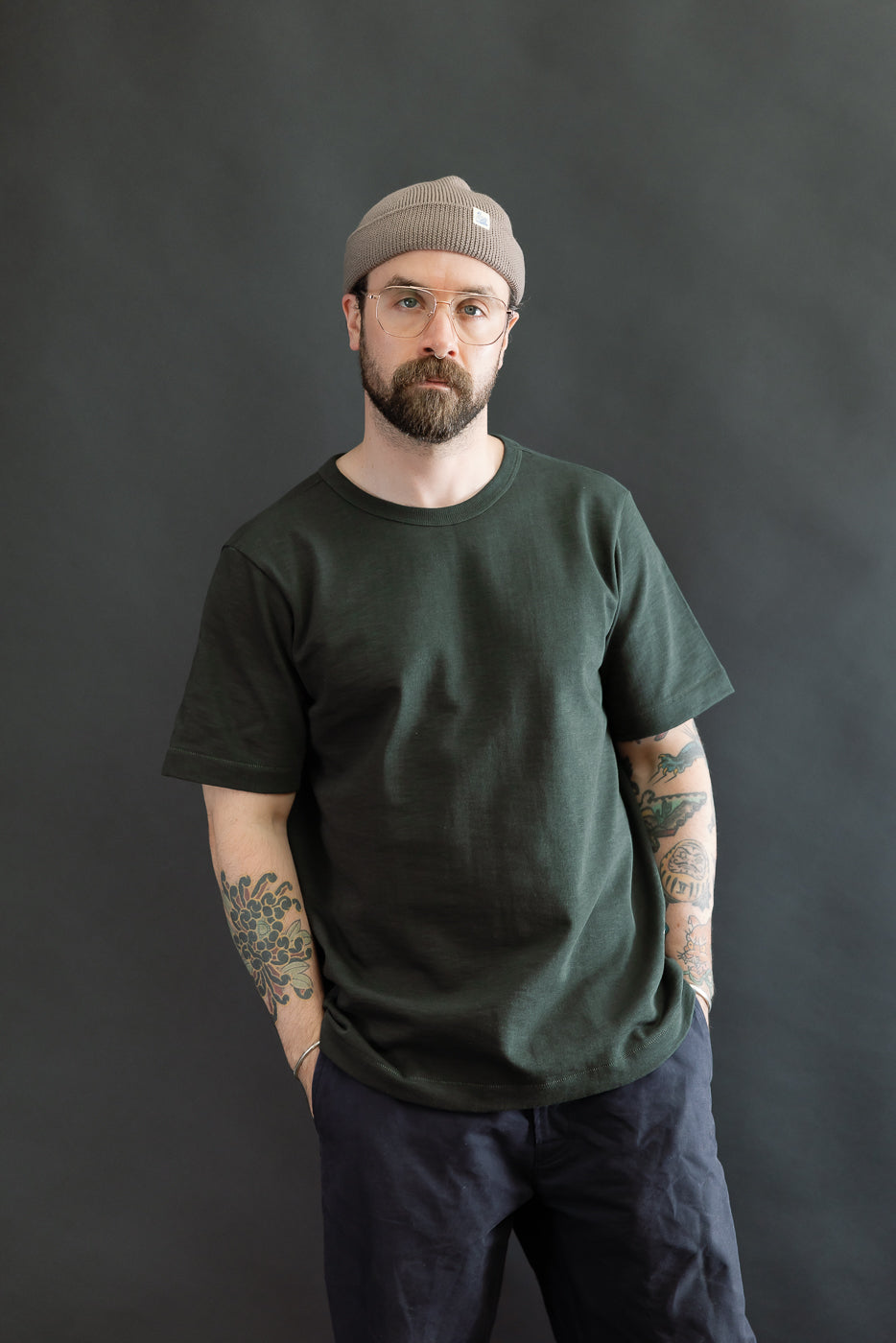 2S14.401 - 10.7oz Loopwheeled Heavy T-Shirt Relaxed Fit - Forest