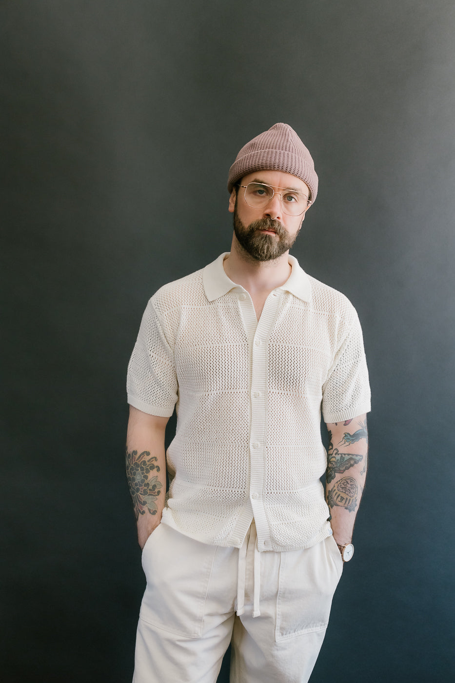 KNITSHIRT01.02 - Organic Cotton Crochet Shirt - Nature