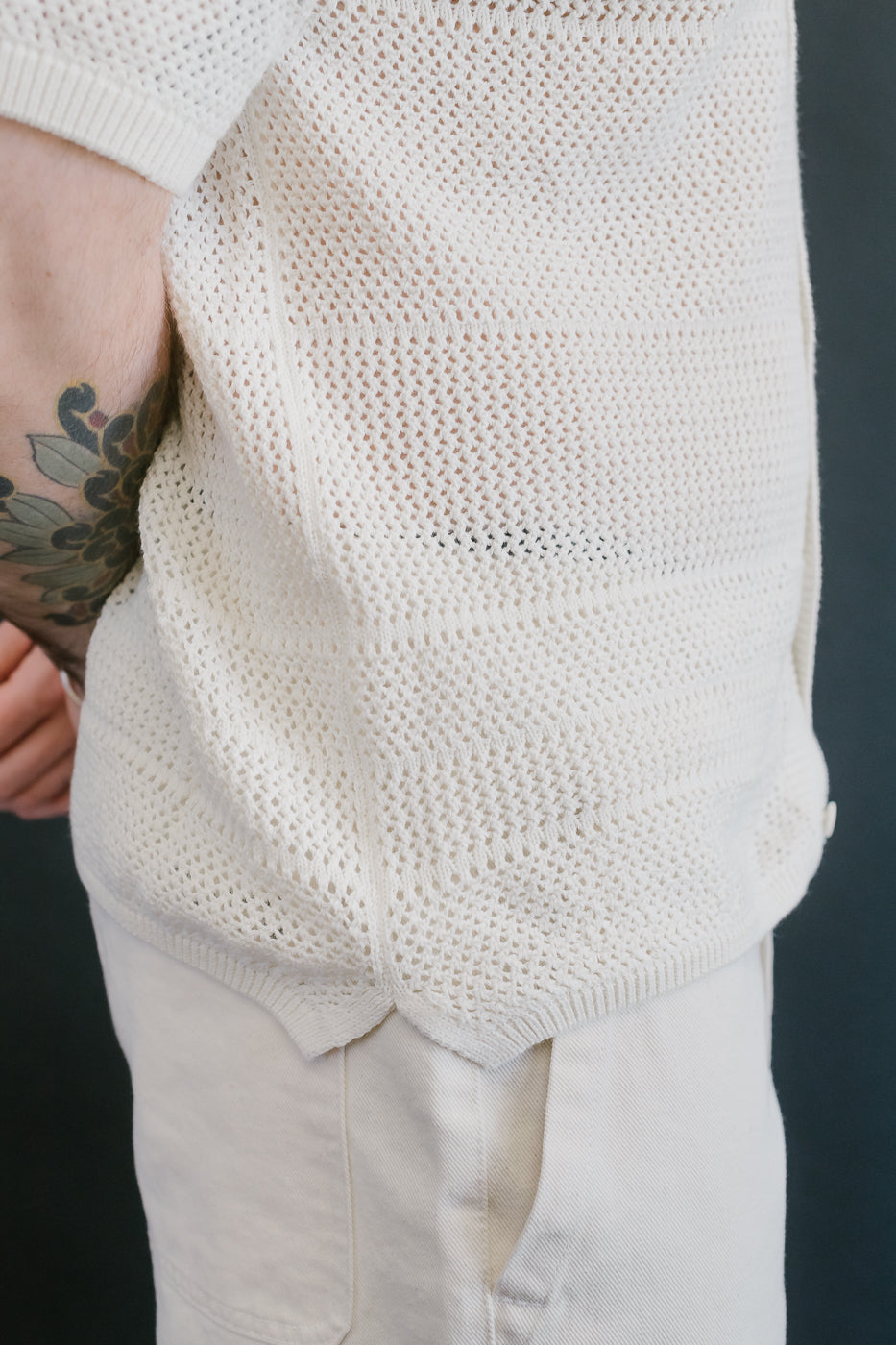 KNITSHIRT01.02 - Organic Cotton Crochet Shirt - Nature