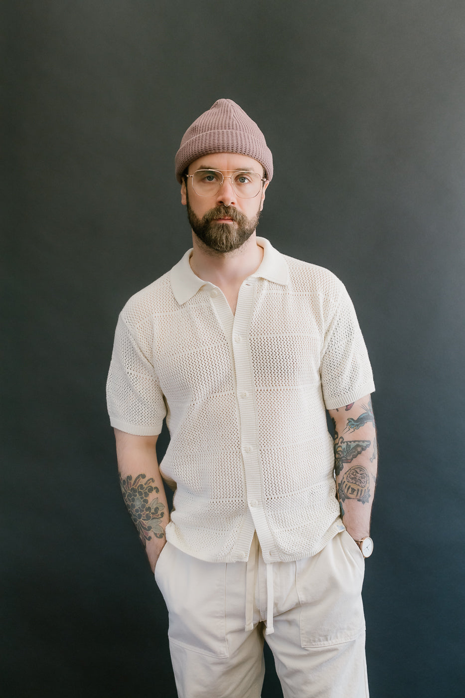 KNITSHIRT01.02 - Organic Cotton Crochet Shirt - Nature