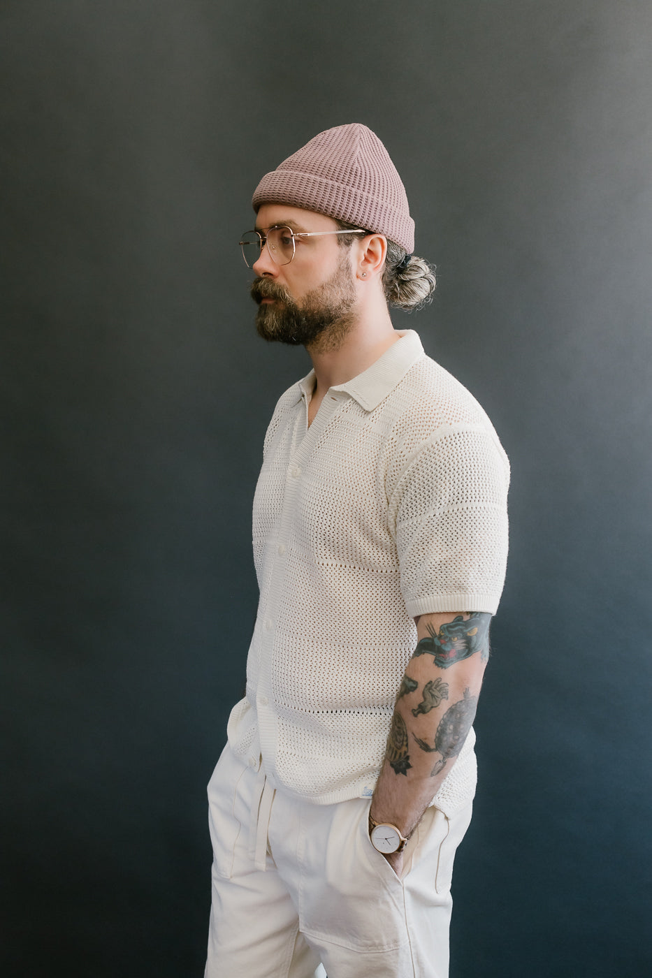 KNITSHIRT01.02 - Organic Cotton Crochet Shirt - Nature