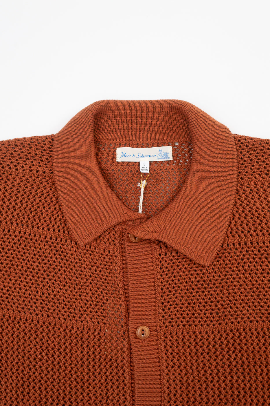 KNITSHIRT01.812 - Organic Cotton Crochet Shirt - Caramel