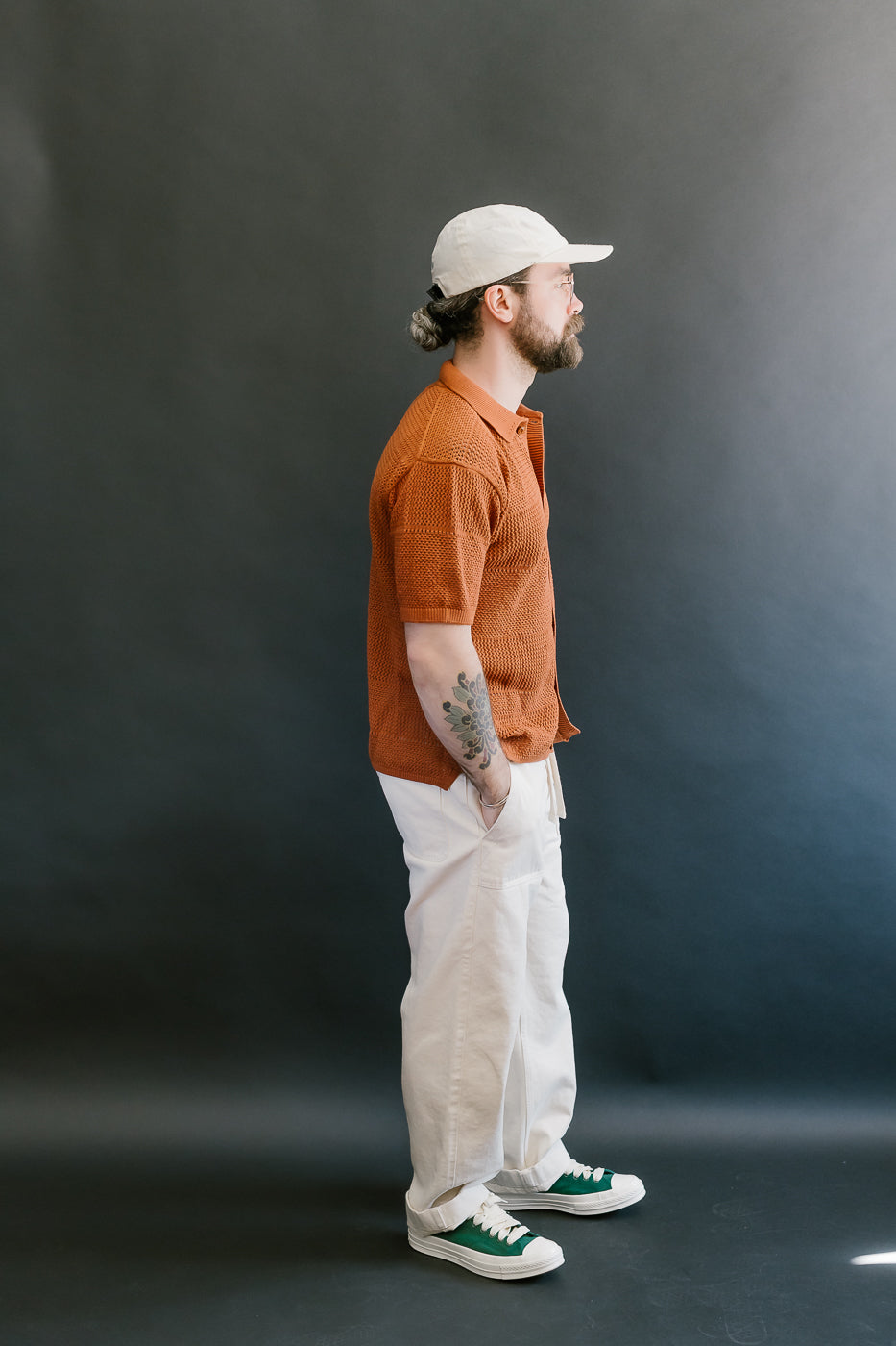 KNITSHIRT01.812 - Organic Cotton Crochet Shirt - Caramel