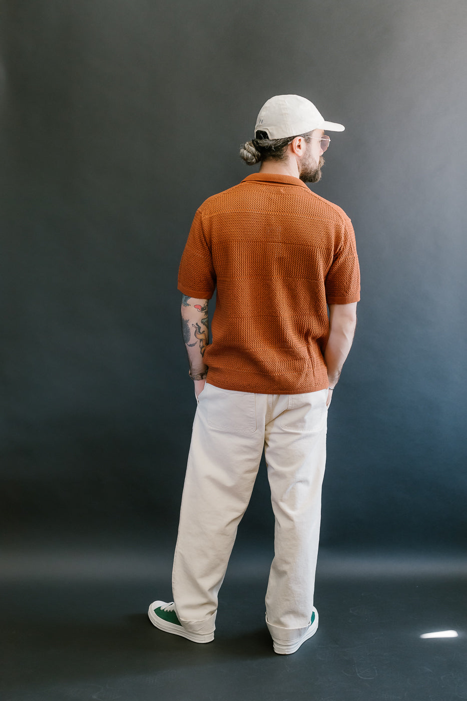 KNITSHIRT01.812 - Organic Cotton Crochet Shirt - Caramel