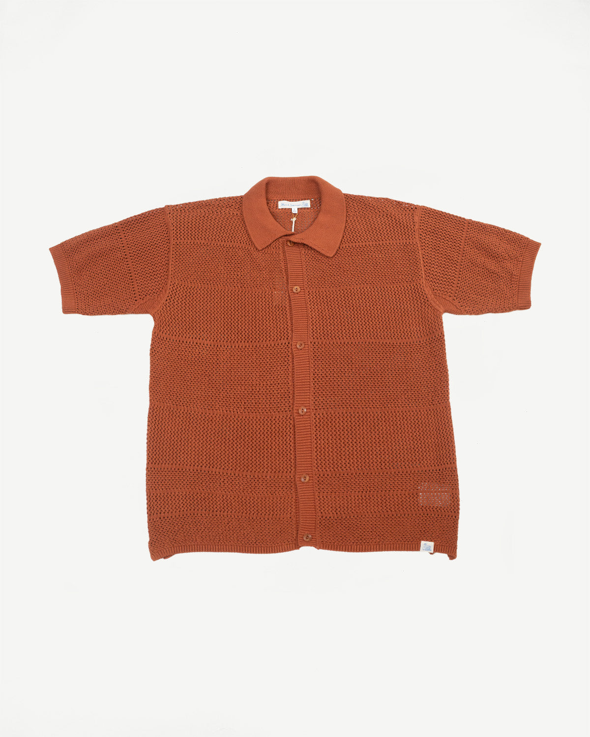 KNITSHIRT01.812 - Organic Cotton Crochet Shirt - Caramel