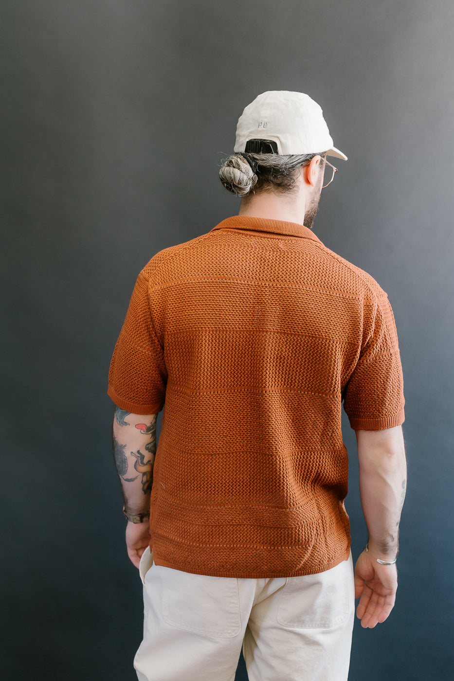 KNITSHIRT01.812 - Organic Cotton Crochet Shirt - Caramel