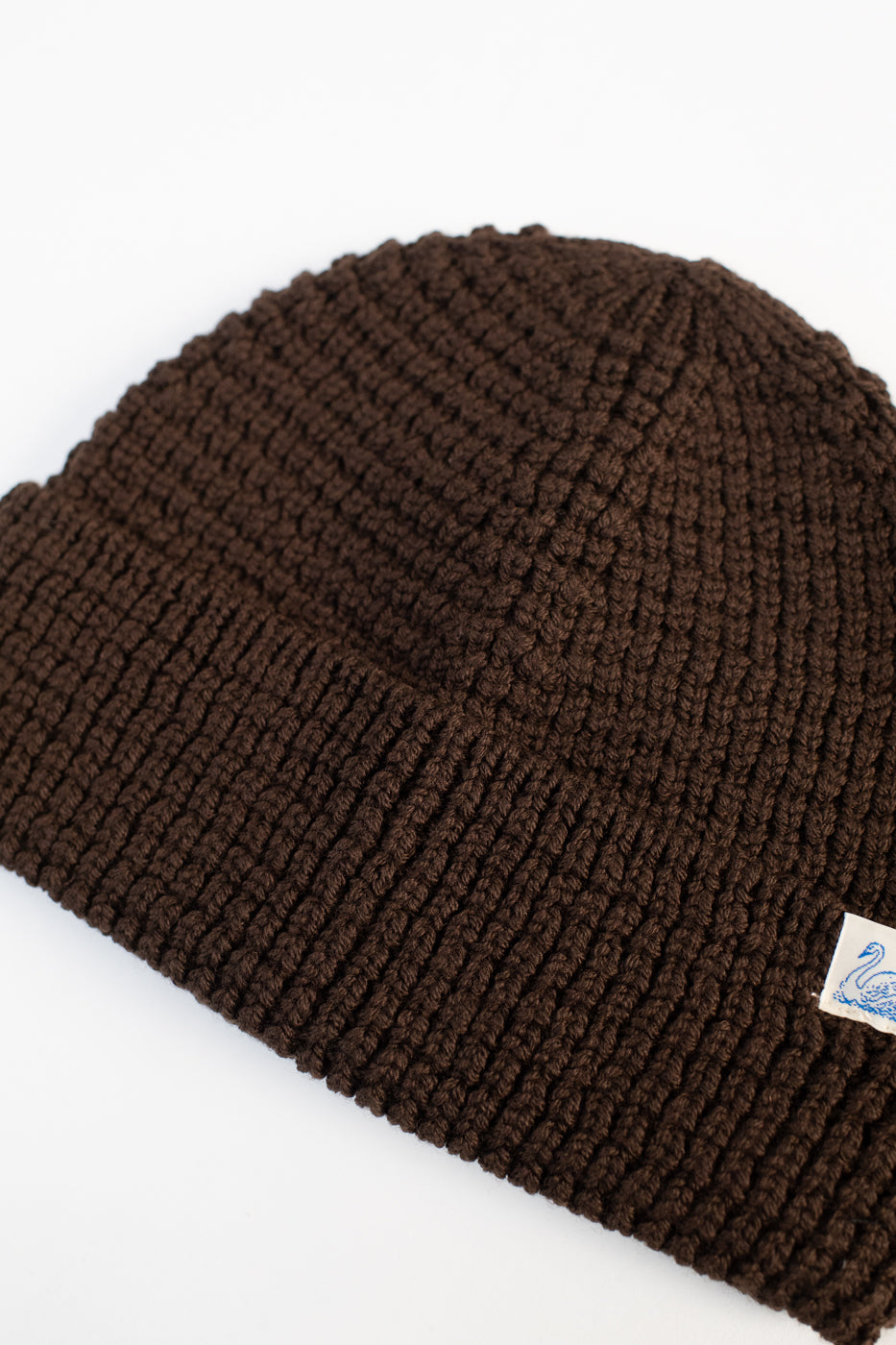 MWBN06.19 - Waffle Structure Sturdy Beanie Merino Wool - Coffee