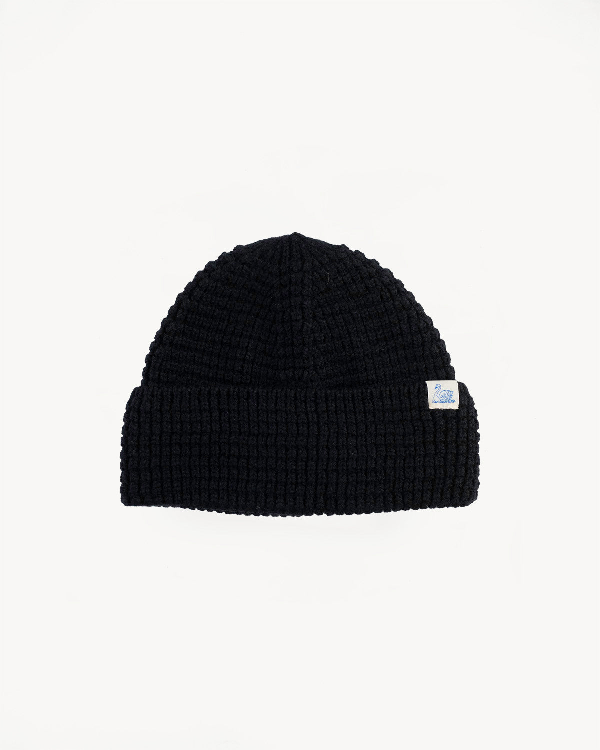 MWBN06.99 - Waffle Structure Sturdy Beanie Merino Wool - Deep Black