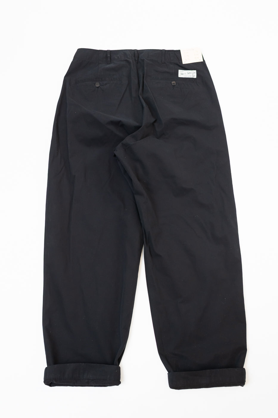 PANTS03.99 - Organic Cotton Poplin Pleated Front Pants - Deep Black