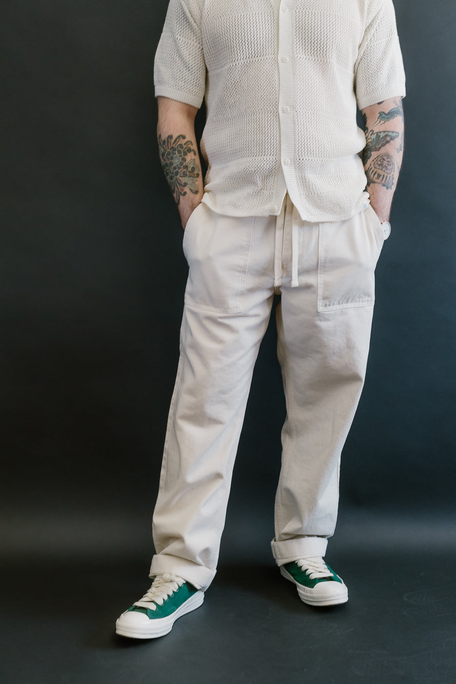 PANTS05.02 - Organic Cotton Broken Twill Drawstring Pants - Nature