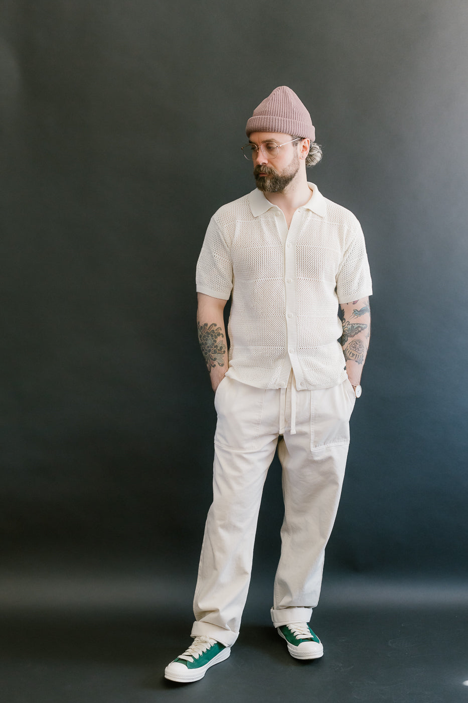 PANTS05.02 - Organic Cotton Broken Twill Drawstring Pants - Nature