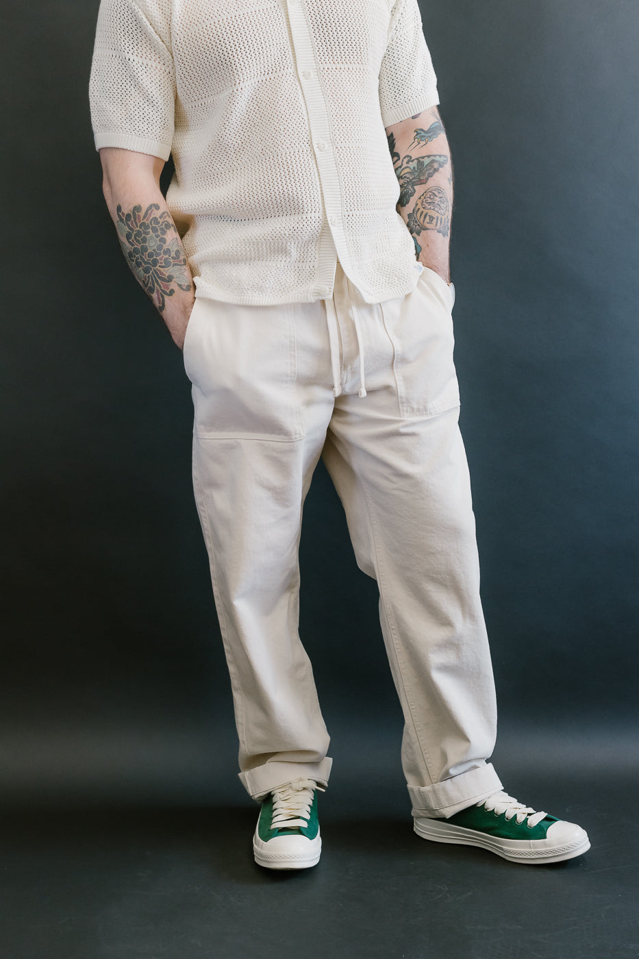 PANTS05.02 - Organic Cotton Broken Twill Drawstring Pants - Nature
