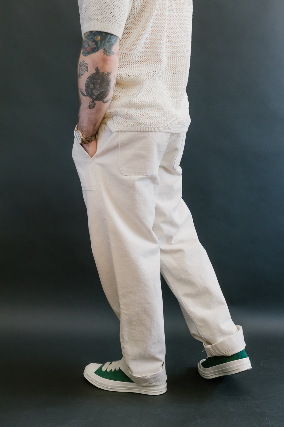 PANTS05.02 - Organic Cotton Broken Twill Drawstring Pants - Nature