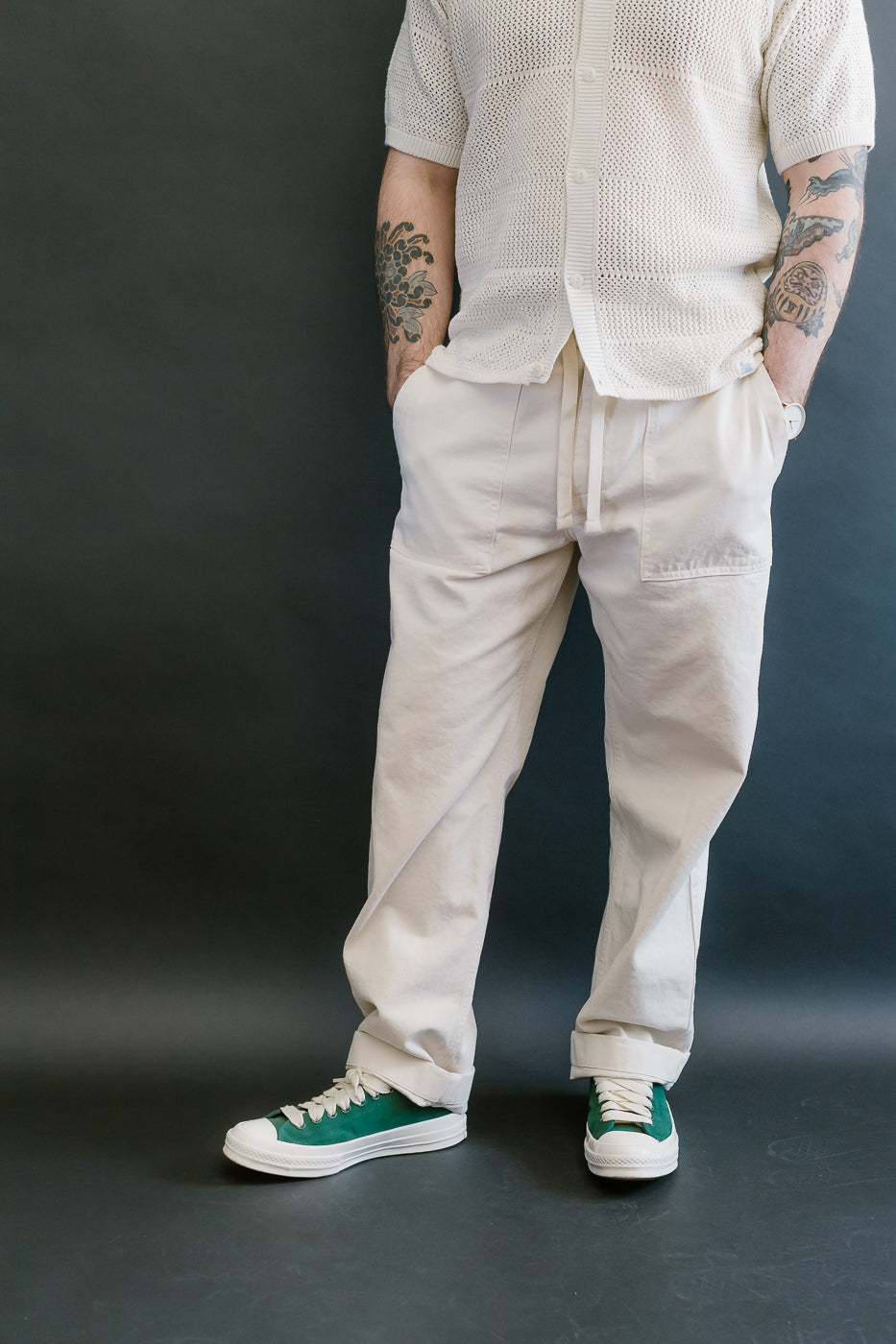 PANTS05.02 - Organic Cotton Broken Twill Drawstring Pants - Nature