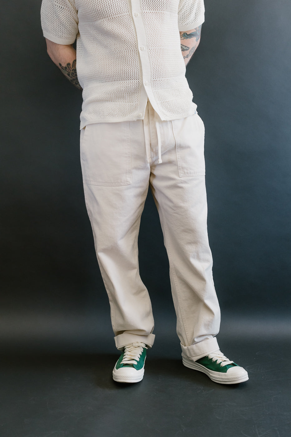 PANTS05.02 - Organic Cotton Broken Twill Drawstring Pants - Nature