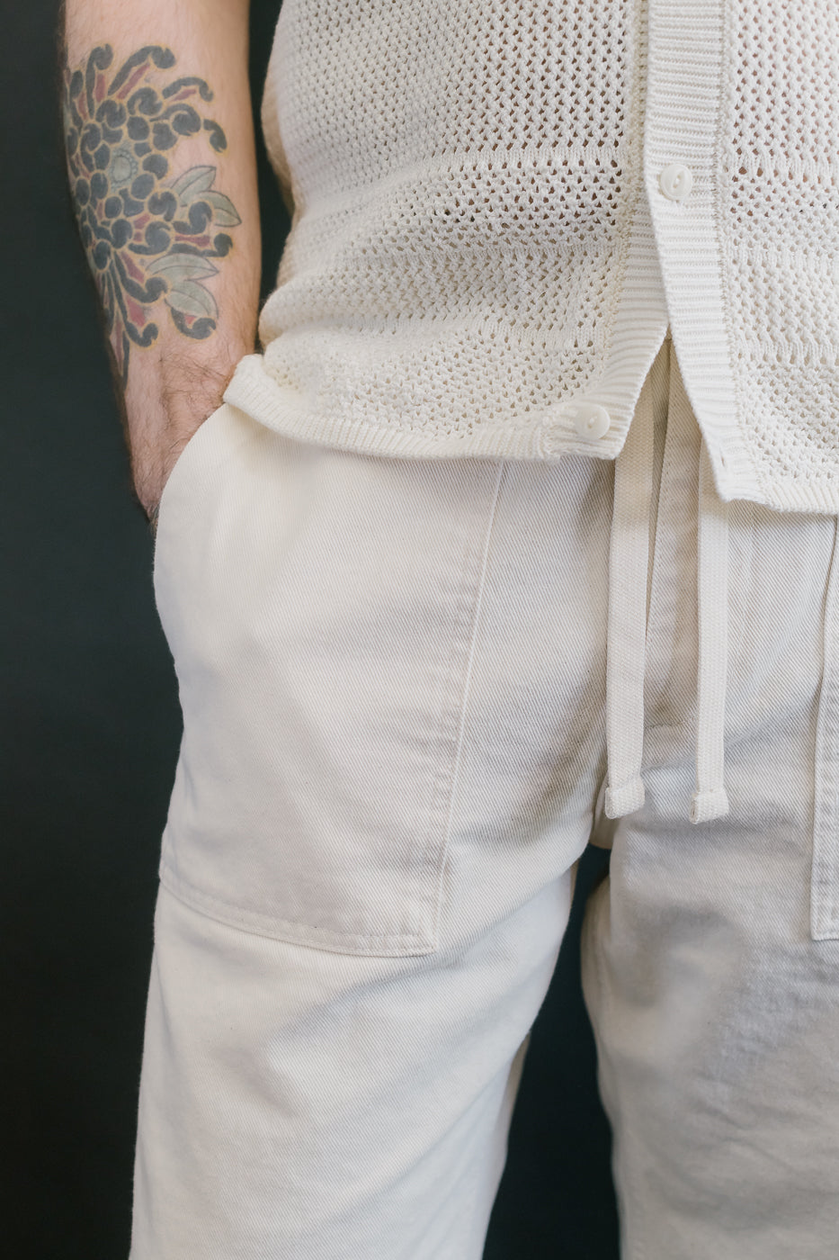 PANTS05.02 - Organic Cotton Broken Twill Drawstring Pants - Nature