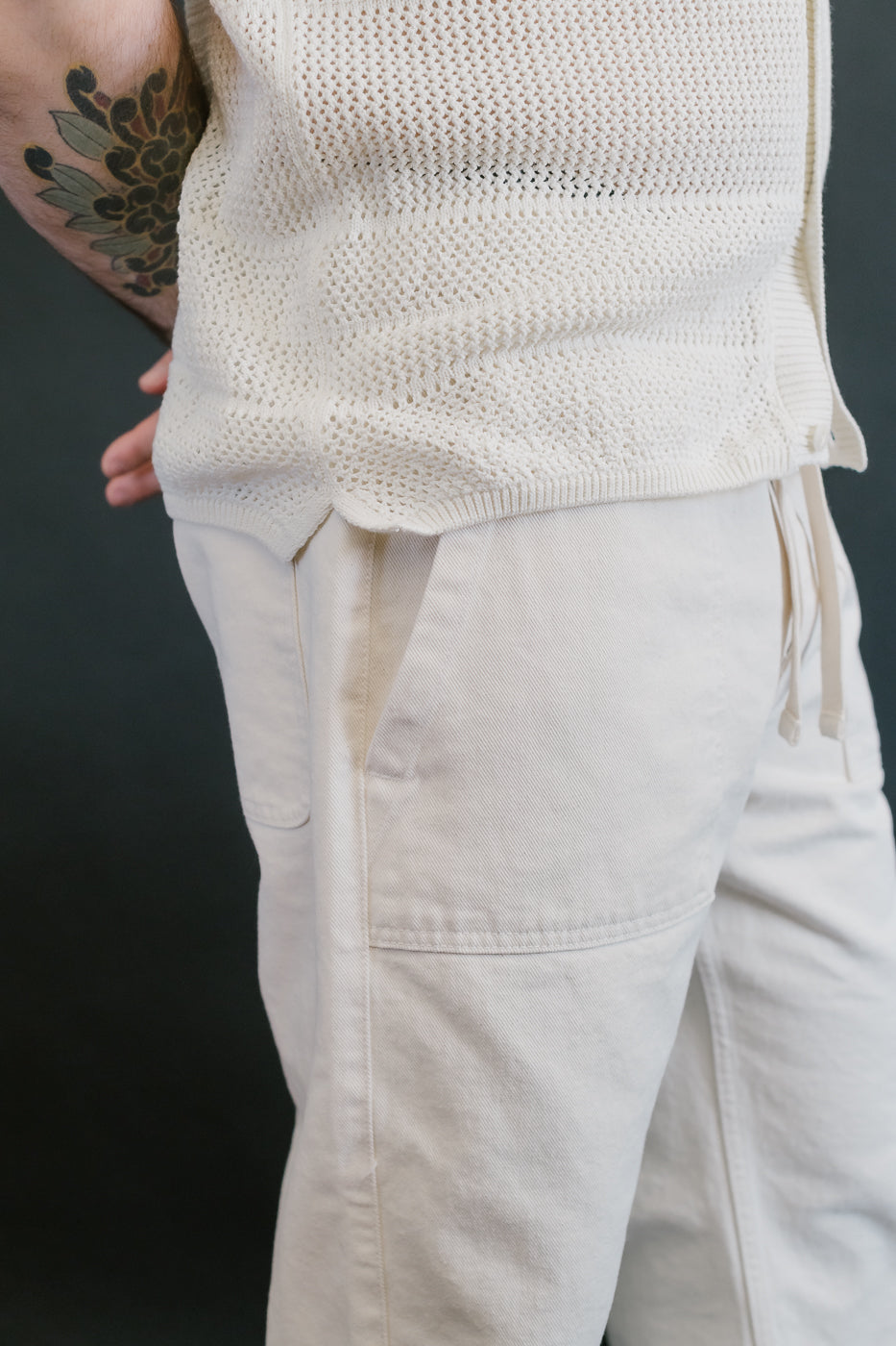 PANTS05.02 - Organic Cotton Broken Twill Drawstring Pants - Nature