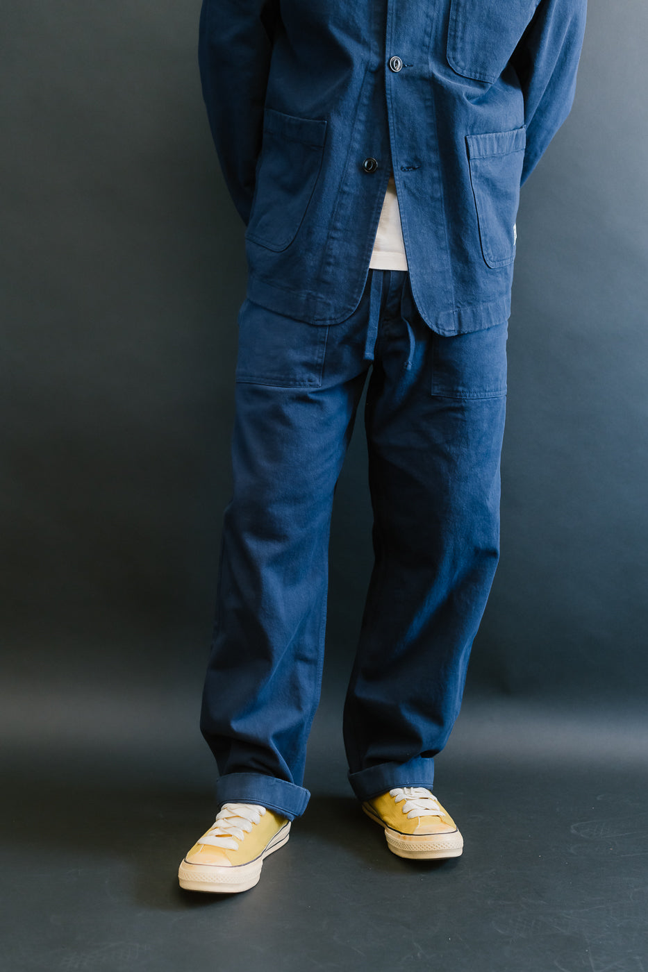 PANTS05.66 - Organic Cotton Broken Twill Drawstring Pants - Ink Blue