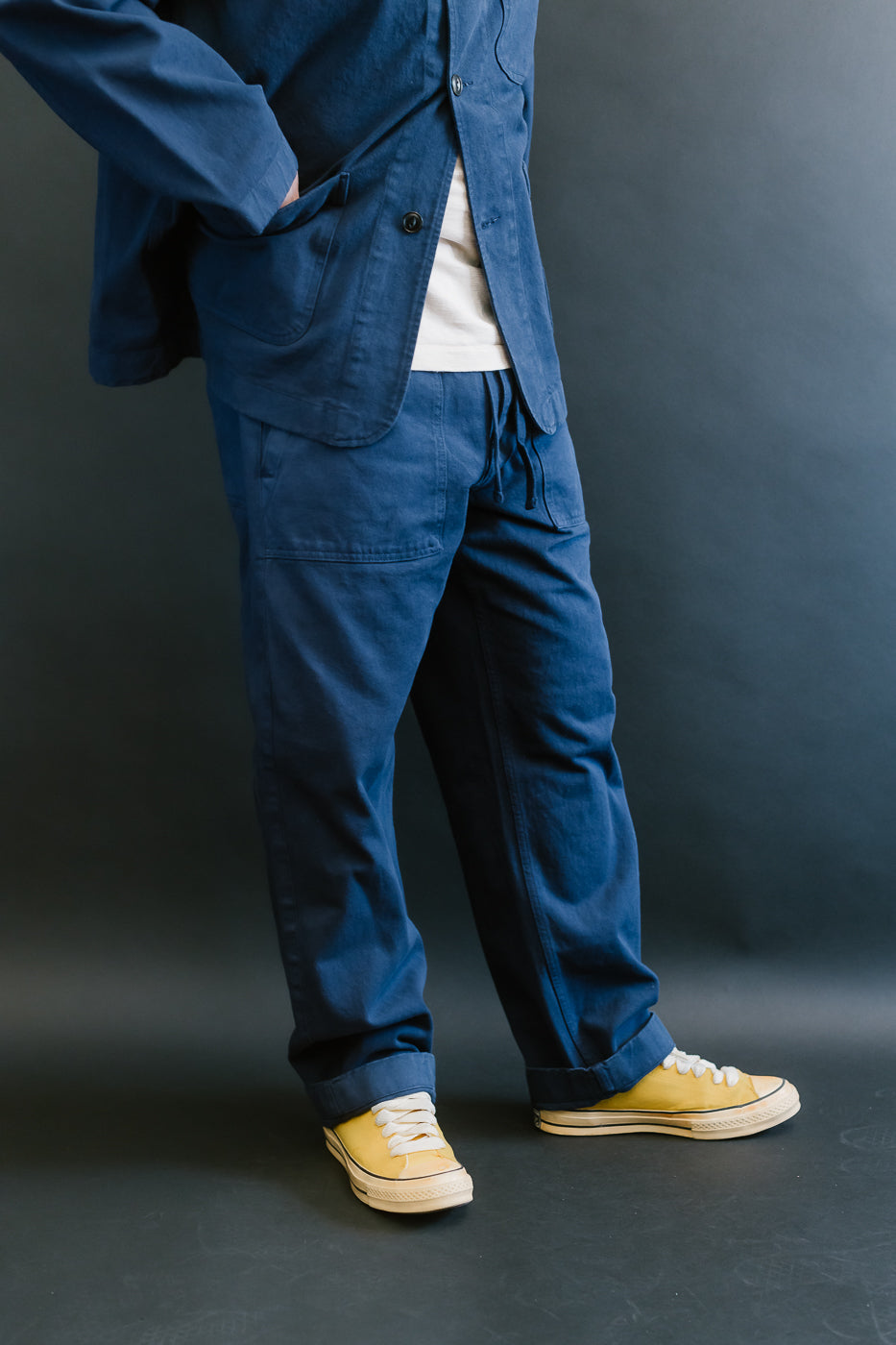 PANTS05.66 - Organic Cotton Broken Twill Drawstring Pants - Ink Blue