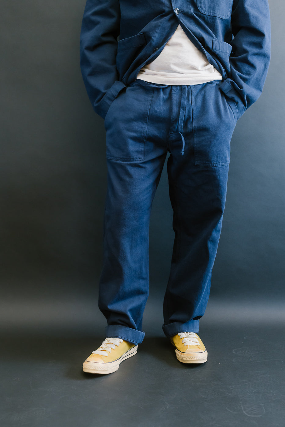 PANTS05.66 - Organic Cotton Broken Twill Drawstring Pants - Ink Blue