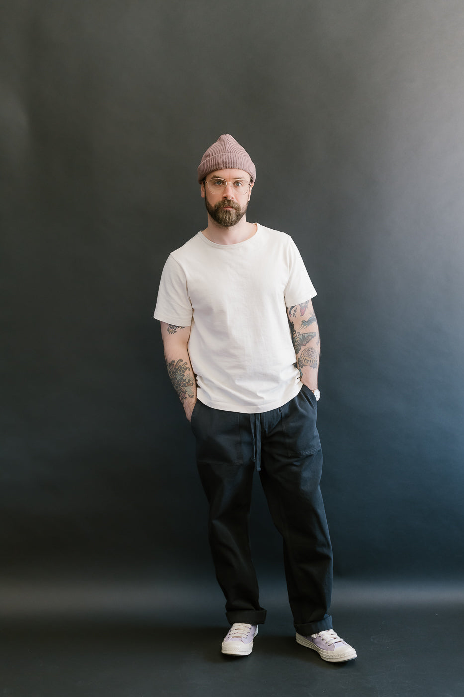 PANTS05.98 - Organic Cotton Broken Twill Drawstring Pants - Charcoal