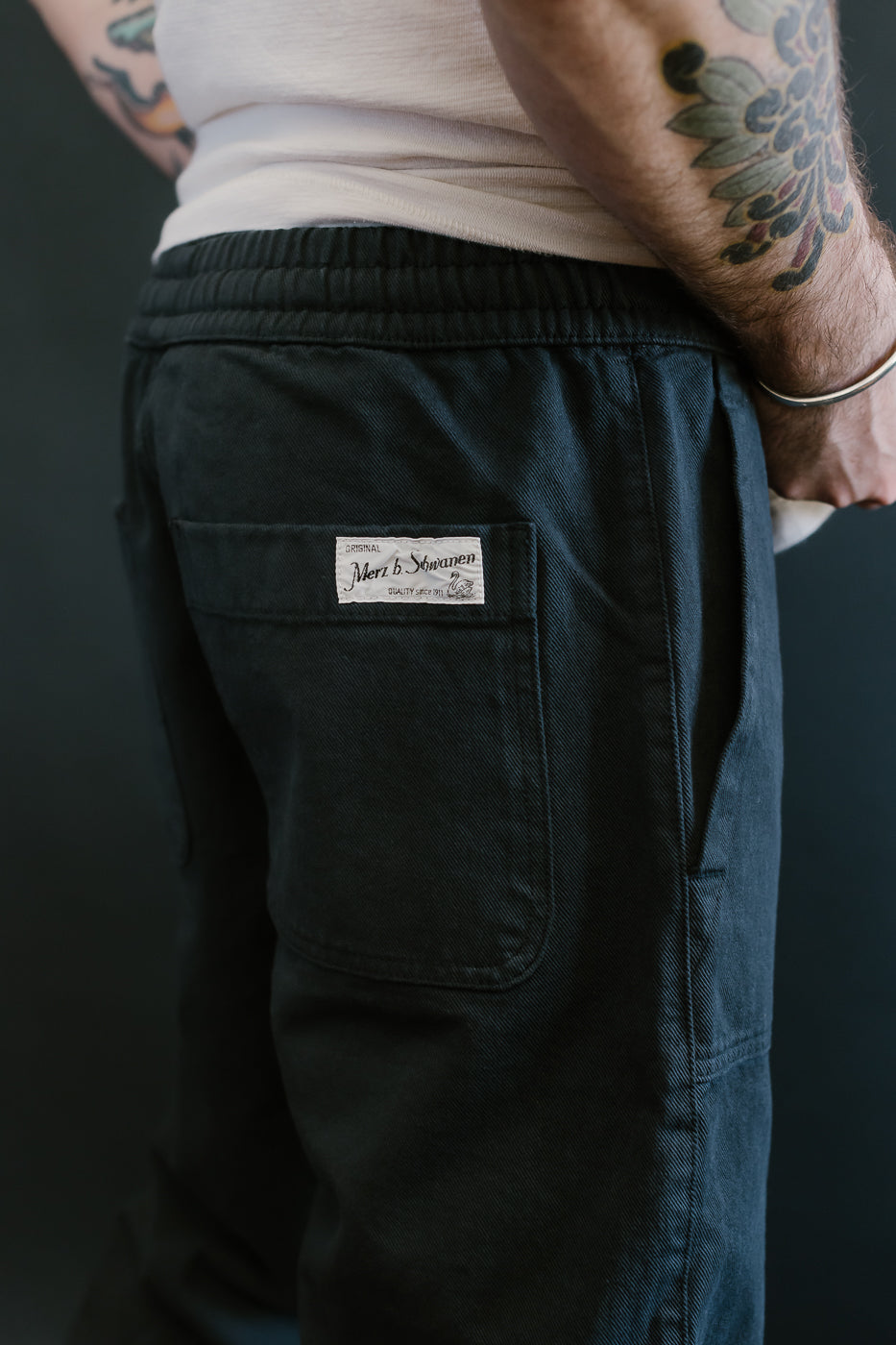 PANTS05.98 - Organic Cotton Broken Twill Drawstring Pants - Charcoal