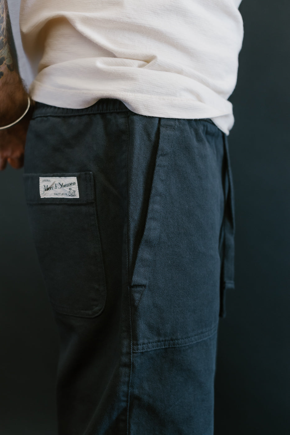 PANTS05.98 - Organic Cotton Broken Twill Drawstring Pants - Charcoal