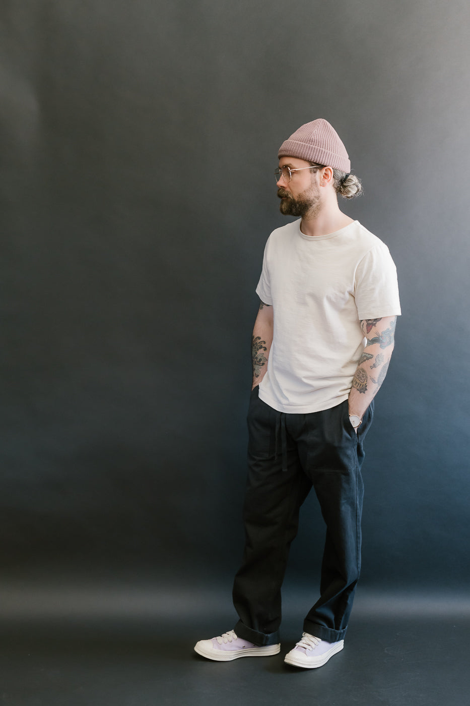 PANTS05.98 - Organic Cotton Broken Twill Drawstring Pants - Charcoal