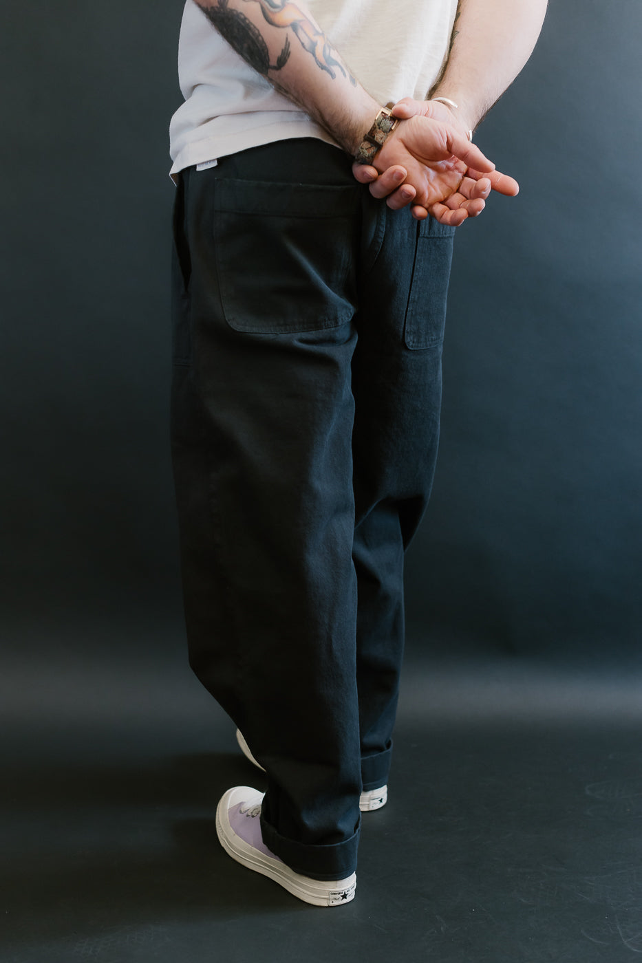 PANTS05.98 - Organic Cotton Broken Twill Drawstring Pants - Charcoal