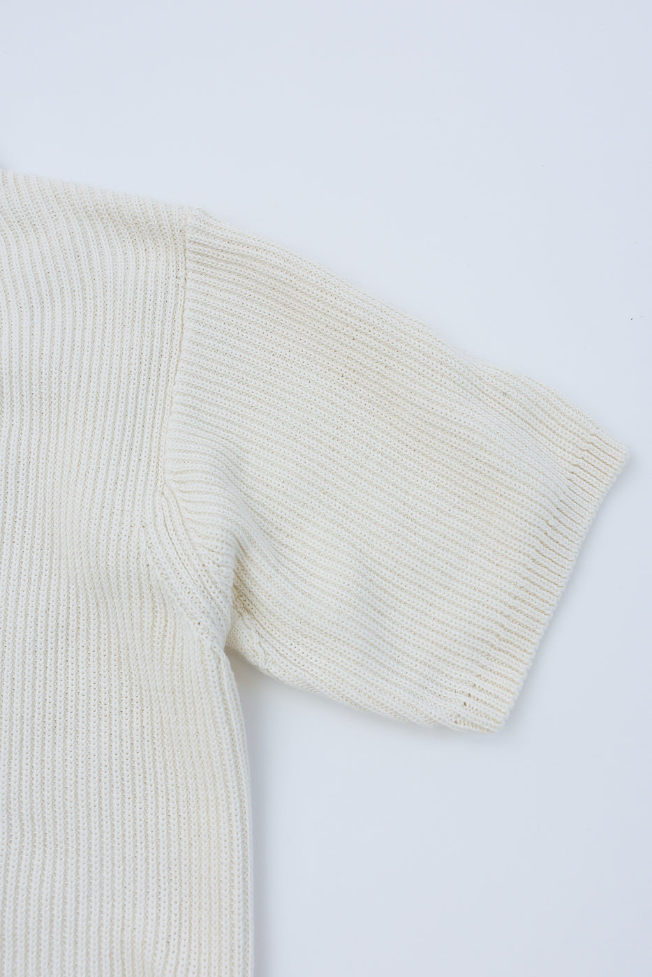 KNITSHIRT03.02 - Ribbed Cotton Knit Short Sleeve Shirt - Nature | Dant