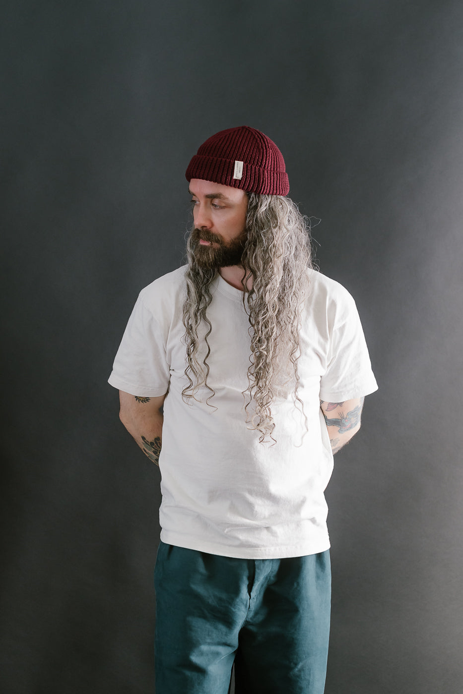 MWBN02.506 - Ribbed Structure Sturdy Beanie Merino Wool - Burgundy