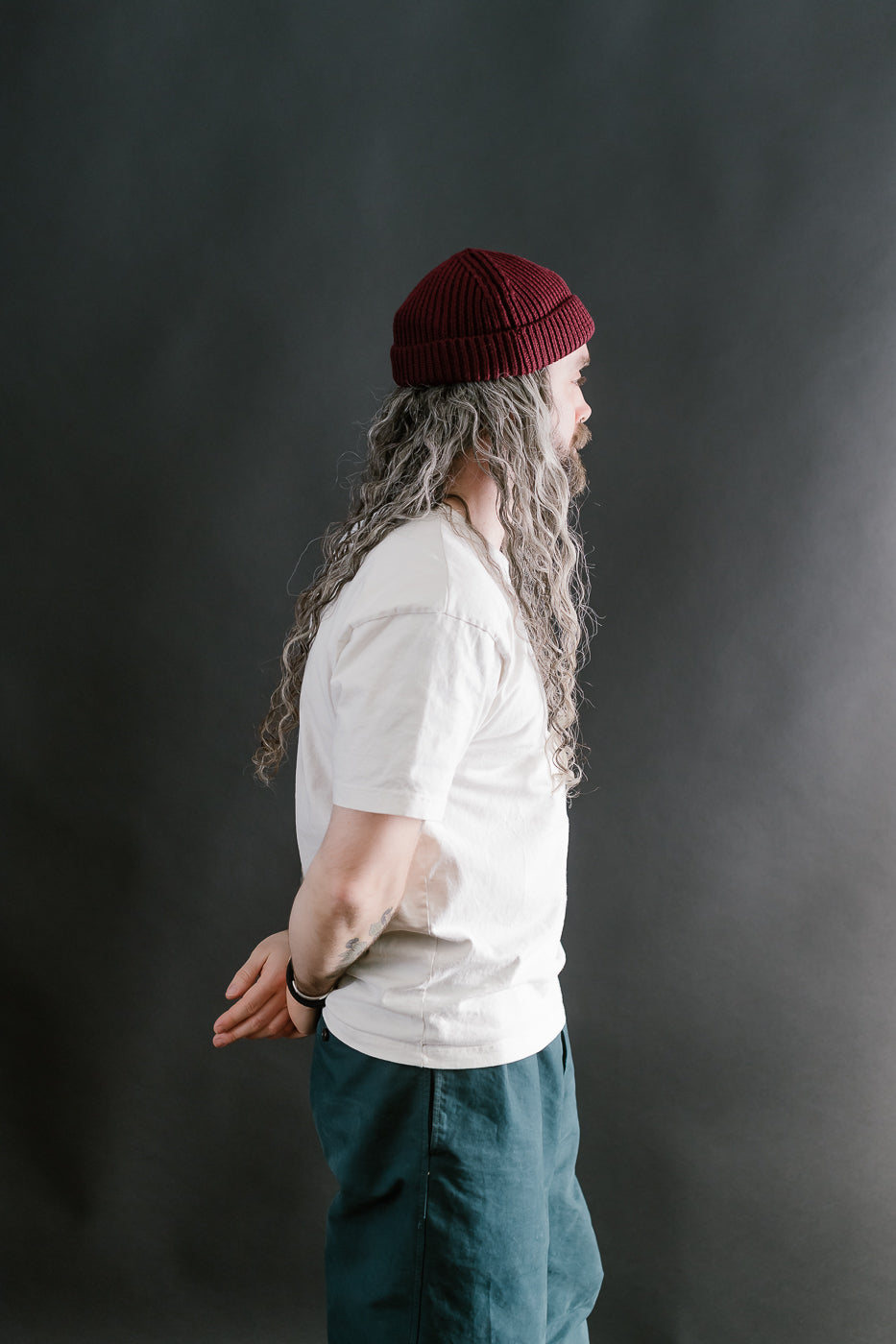 MWBN02.506 - Ribbed Structure Sturdy Beanie Merino Wool - Burgundy