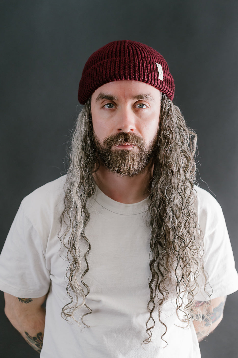 MWBN02.506 - Ribbed Structure Sturdy Beanie Merino Wool - Burgundy