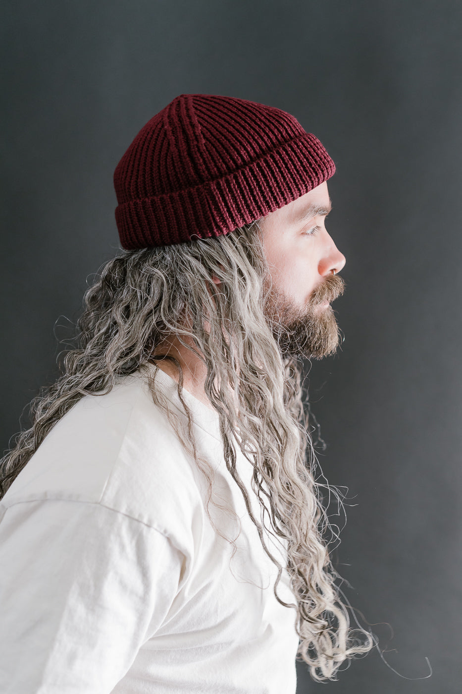 MWBN02.506 - Ribbed Structure Sturdy Beanie Merino Wool - Burgundy