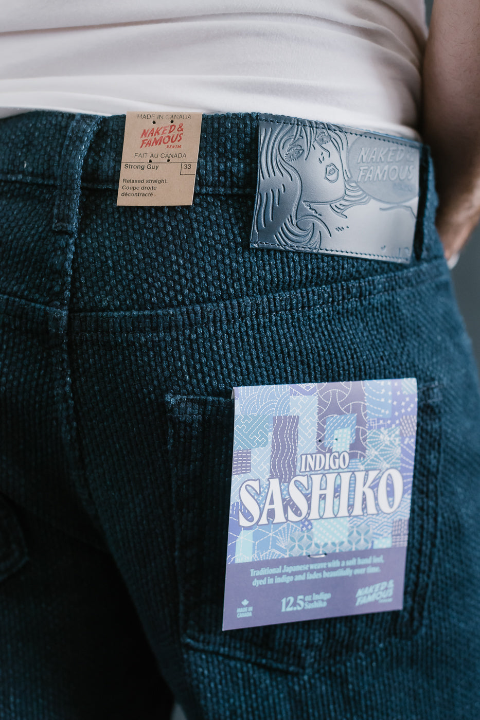 12.5oz - Indigo Sashiko Jeans - Strong Guy