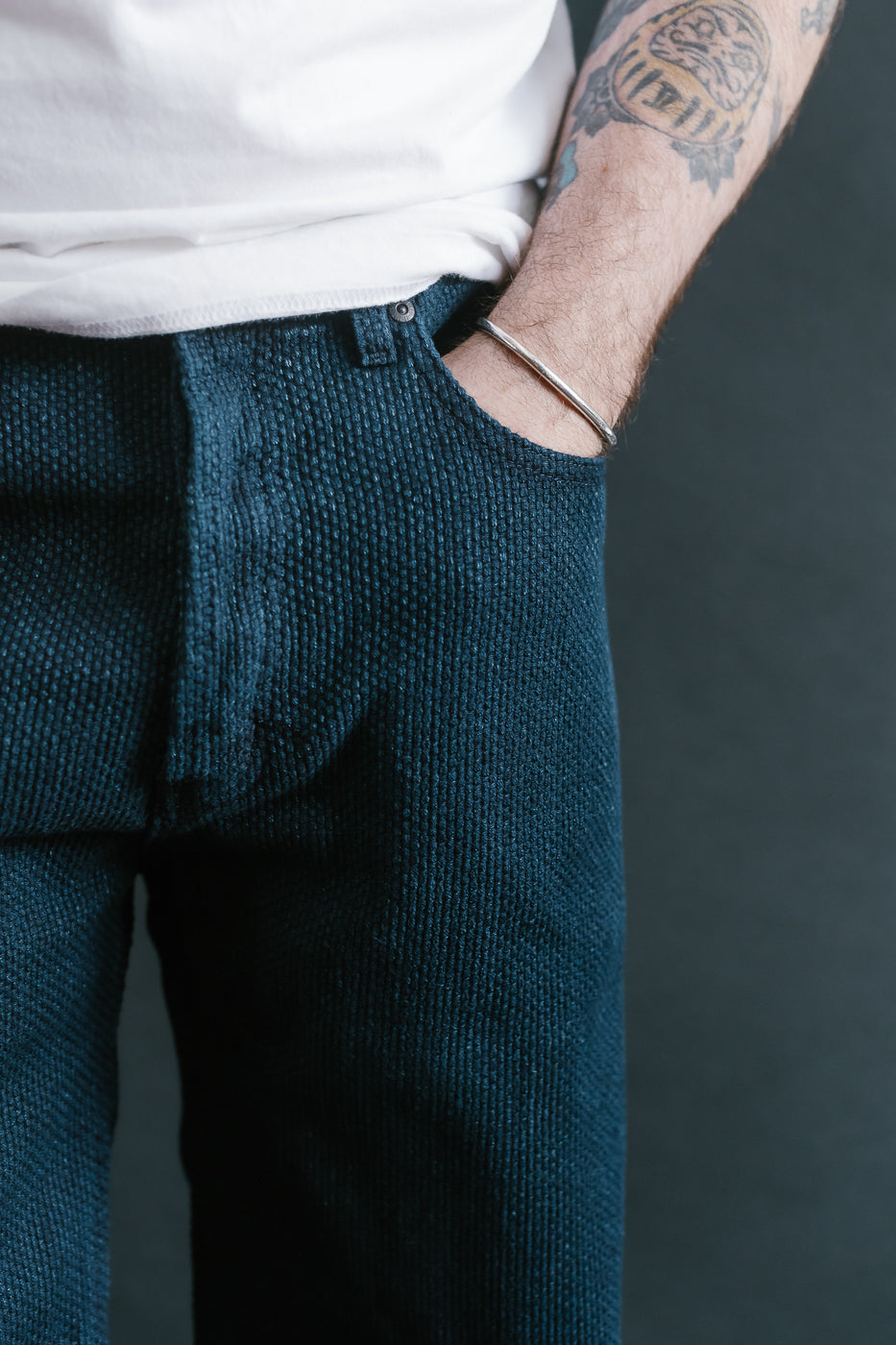 12.5oz - Indigo Sashiko Jeans - Strong Guy