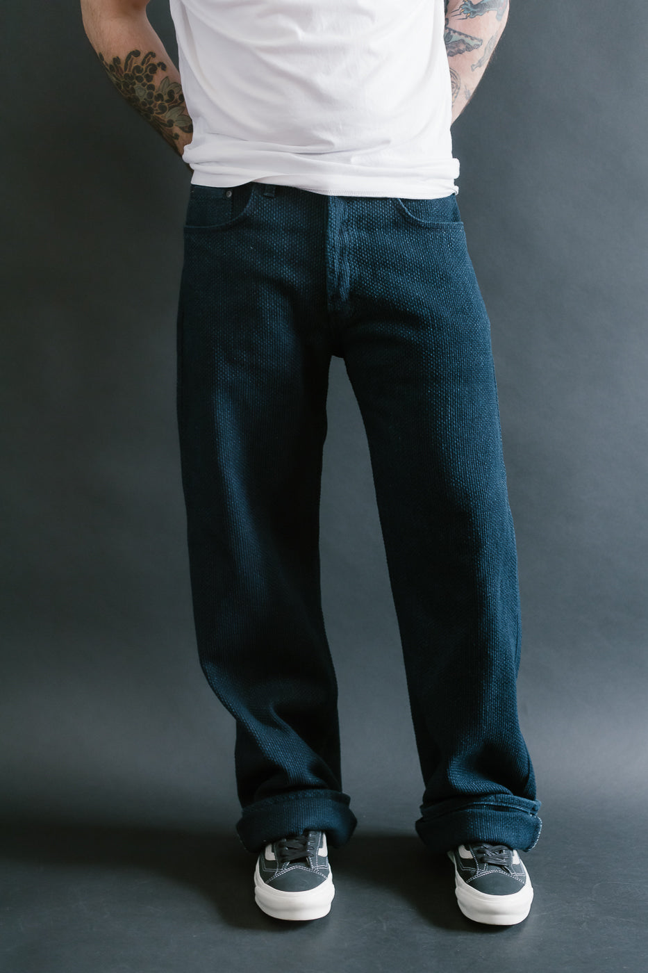 12.5oz - Indigo Sashiko Jeans - Strong Guy