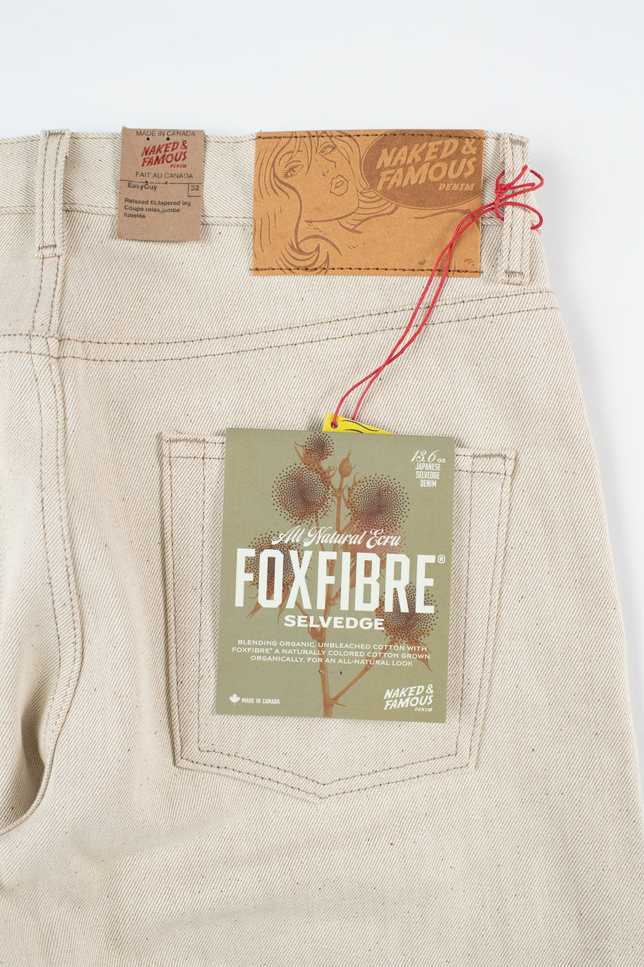 13.6oz - All Natural Ecru Foxfibre® Selvedge - Easy Guy