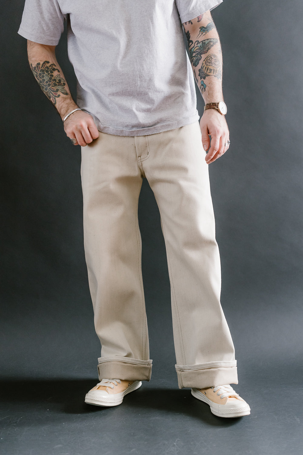 13.6oz - All Natural Ecru Foxfibre® Selvedge - Strong Guy