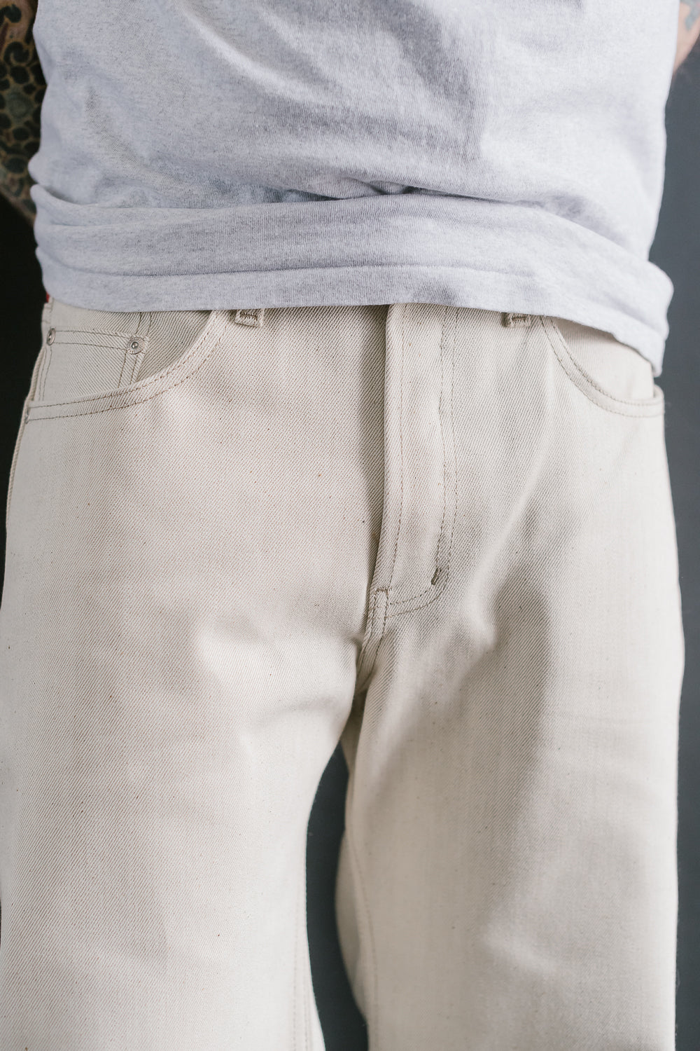 13.6oz - All Natural Ecru Foxfibre® Selvedge - Strong Guy