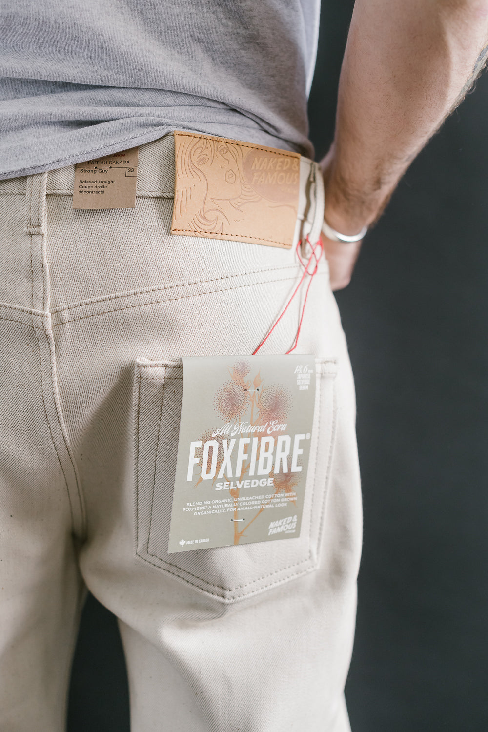 13.6oz - All Natural Ecru Foxfibre® Selvedge - Strong Guy