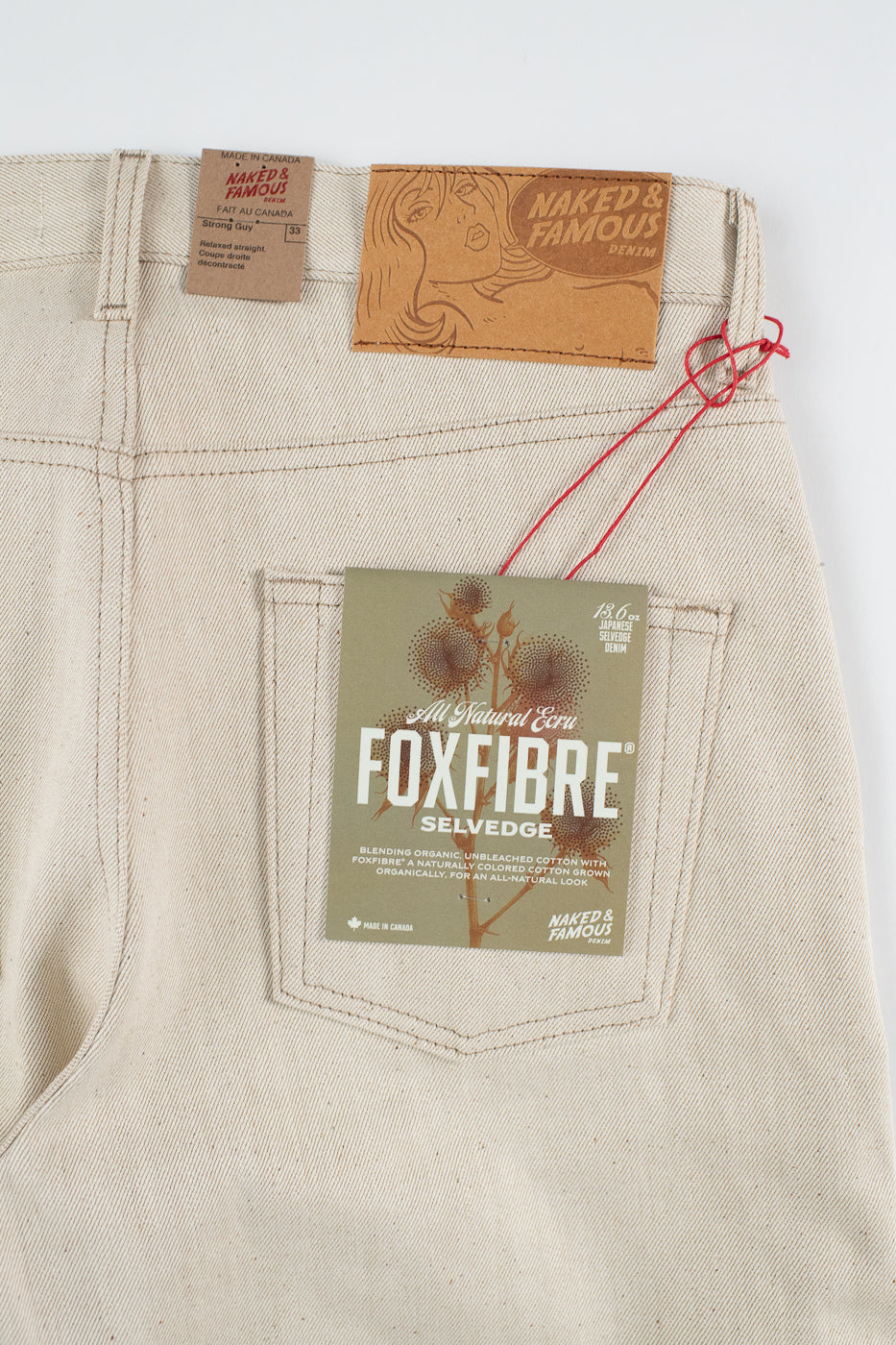 13.6oz - All Natural Ecru Foxfibre® Selvedge - Strong Guy