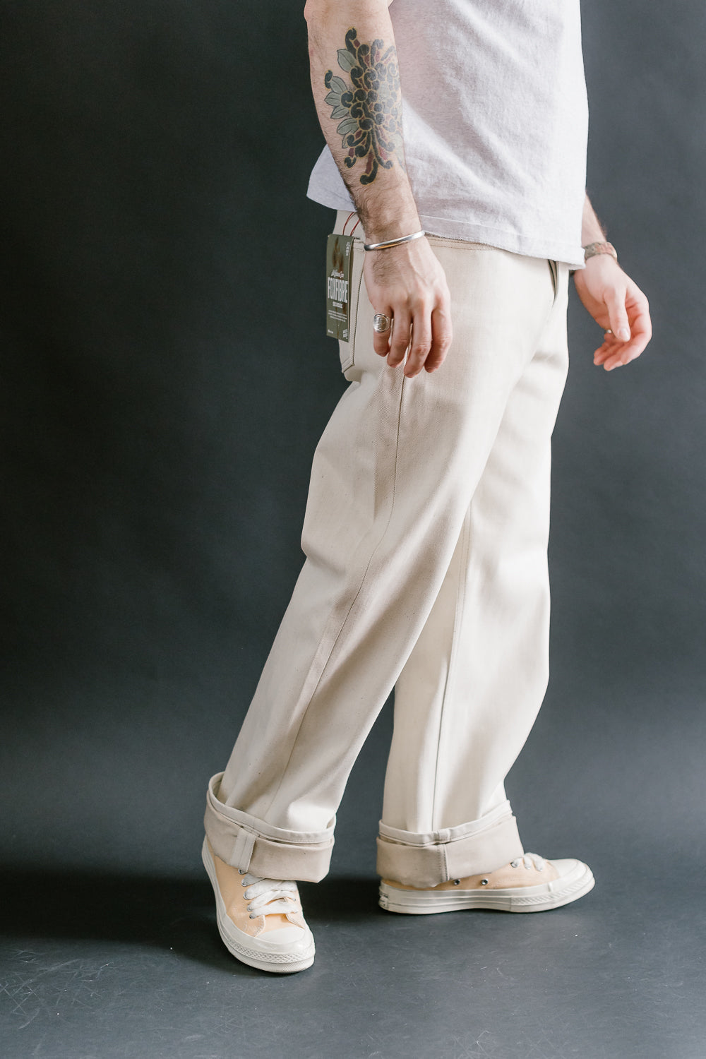 13.6oz - All Natural Ecru Foxfibre® Selvedge - Strong Guy