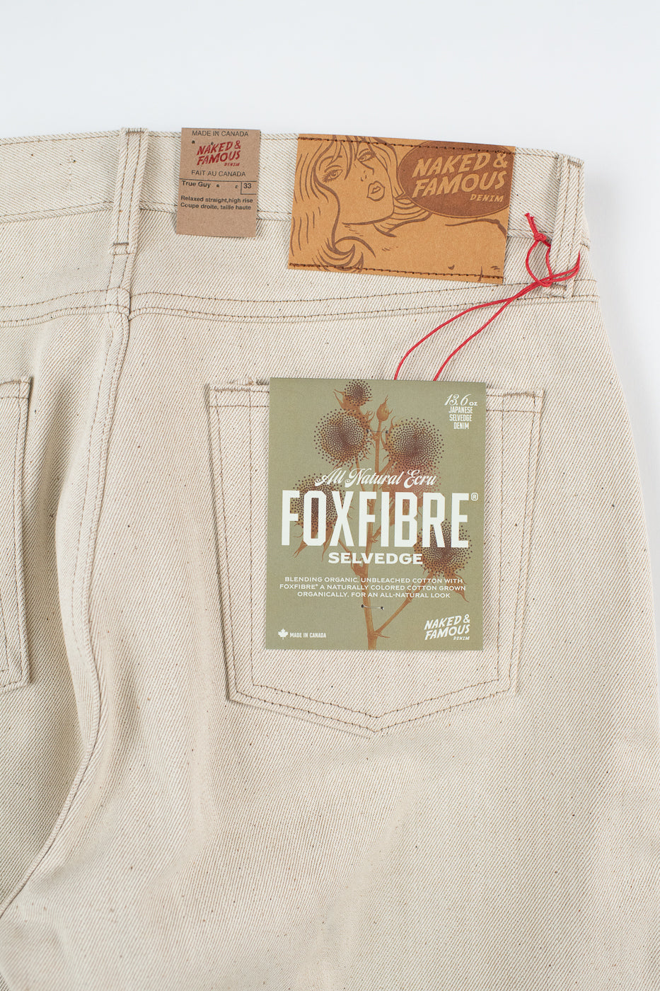 13.6oz - All Natural Ecru Foxfibre® Selvedge - True Guy