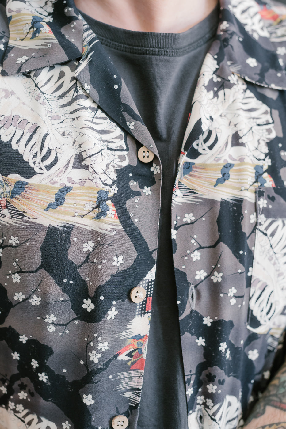 Aloha Shirt - Skeletons - Dark Grey
