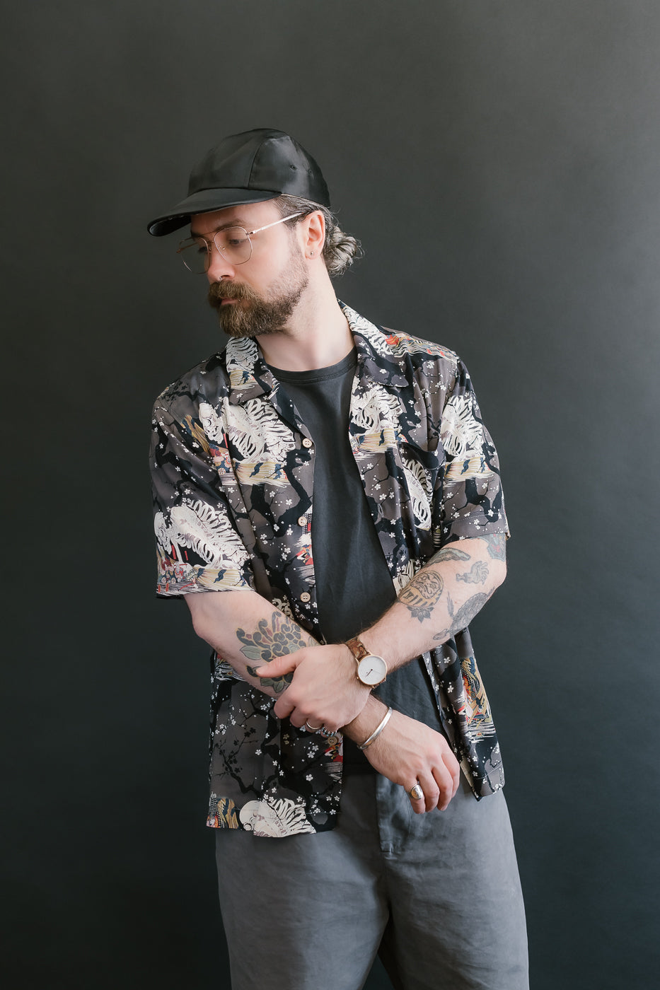 Aloha Shirt - Skeletons - Dark Grey