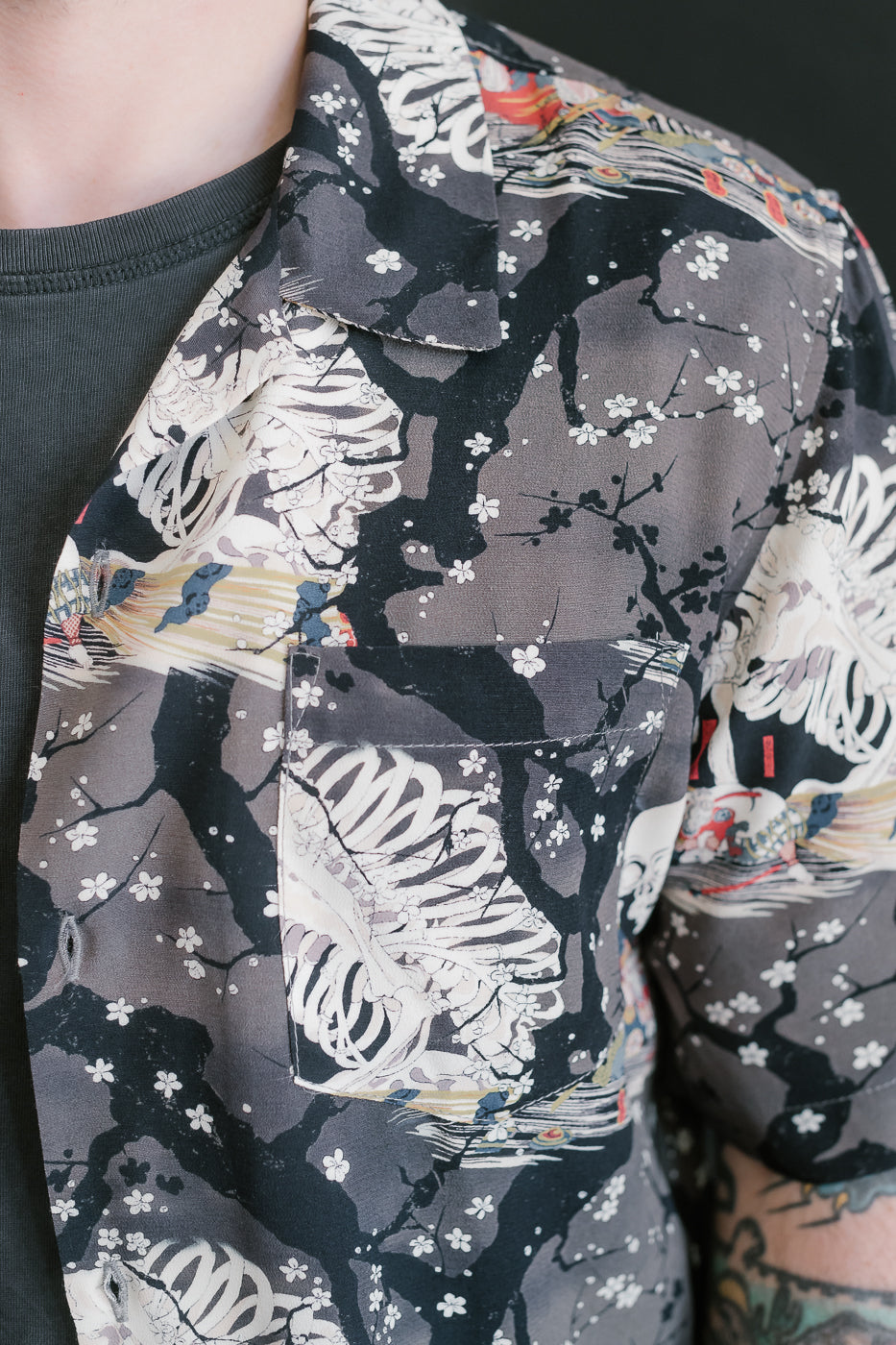 Aloha Shirt - Skeletons - Dark Grey