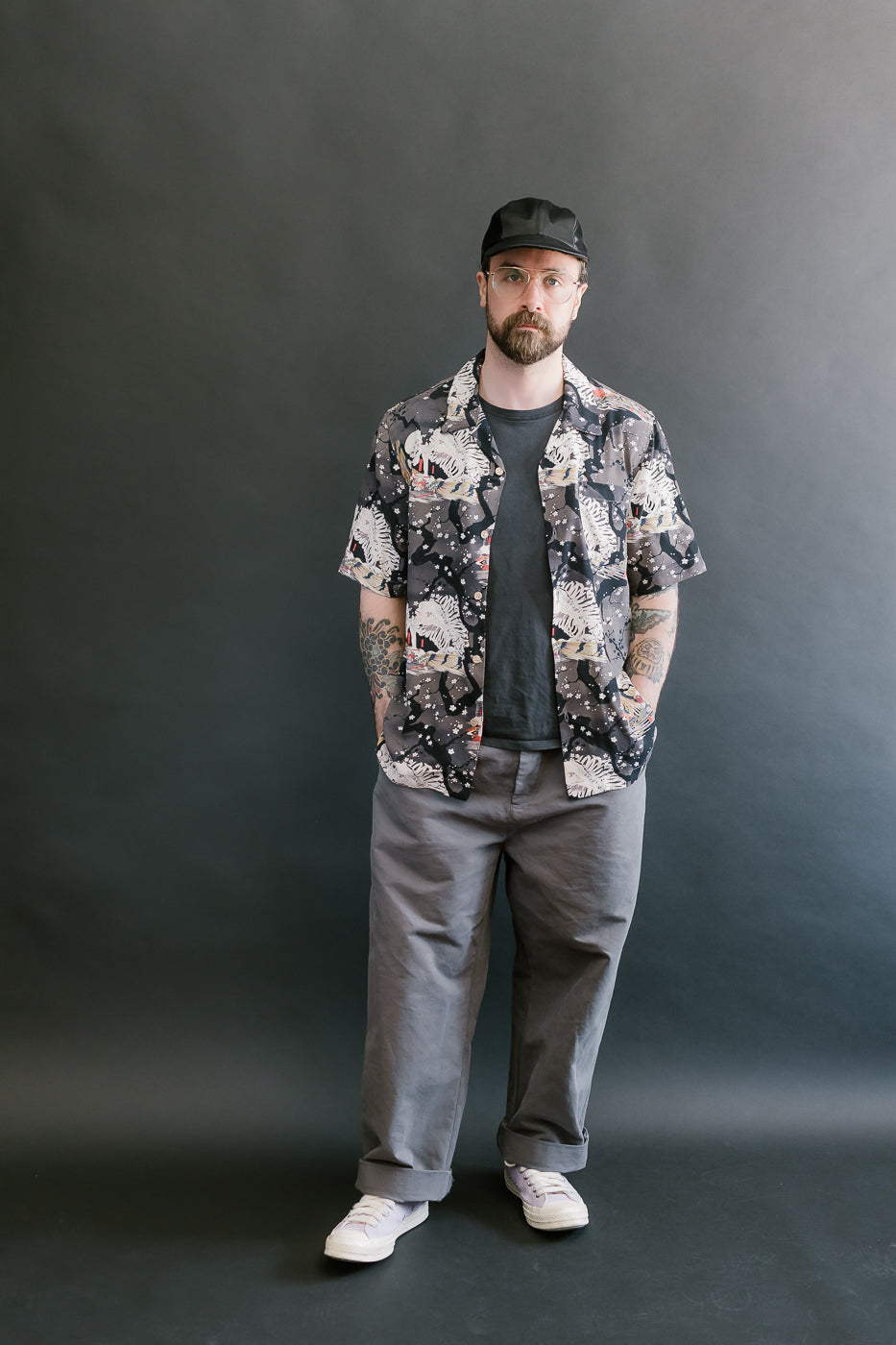 Aloha Shirt - Skeletons - Dark Grey